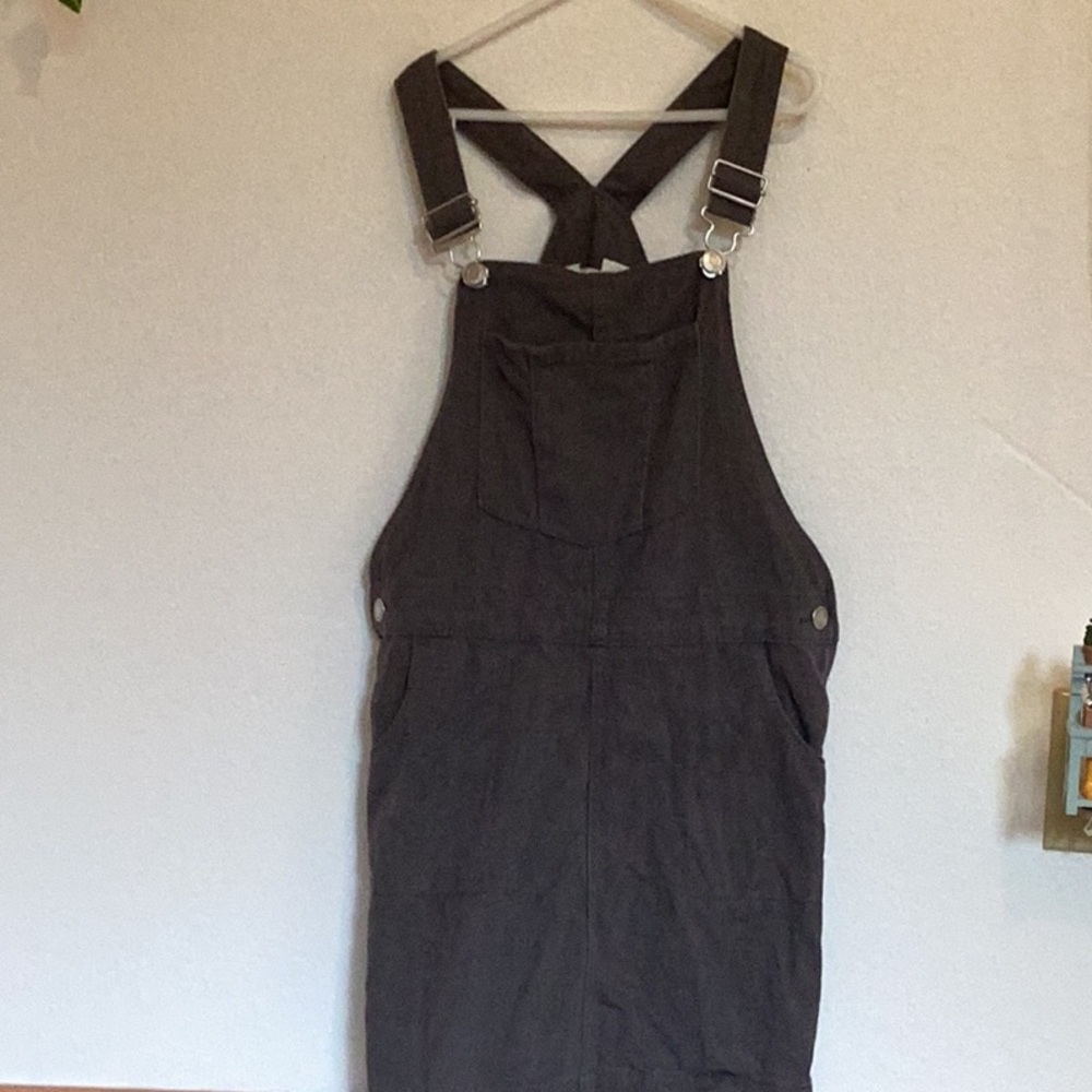 Gray, jean overall skirt